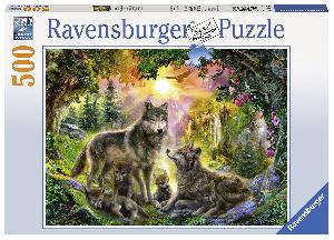 Ravensburger Puzzle 500 Teile Wolfsfamilie im Sonnenschein